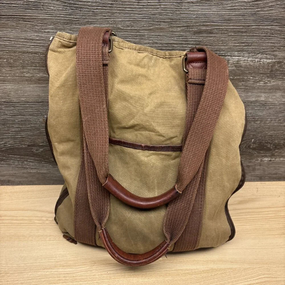 Duluth Trading‎ Company Oil Cloth Day Tote Bag Brown Expandable Durable